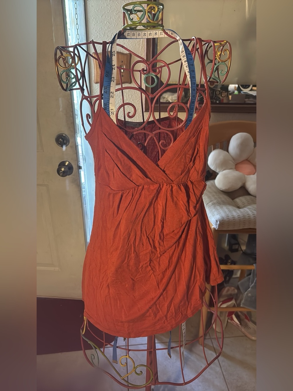 Women’s Rust Orange Sleeveless Wrap Front Dress
